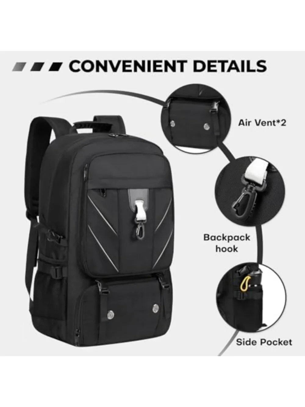 Travel Laptop Backpack 17.3 Inch, Water Resistant, Anti-Theft, USB Port, 50L